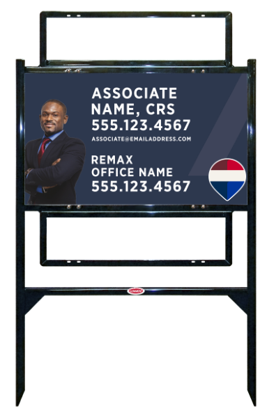 Angle Iron Frame and Associate Name, CRS w Cut Out Photo Sign Unit w2 Rider Insert, 18h x 30w, Steel