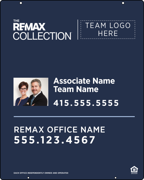 Collection Associate Name w Photo & Team Name Hanging Sign Panel,  30h x 24w, Steel